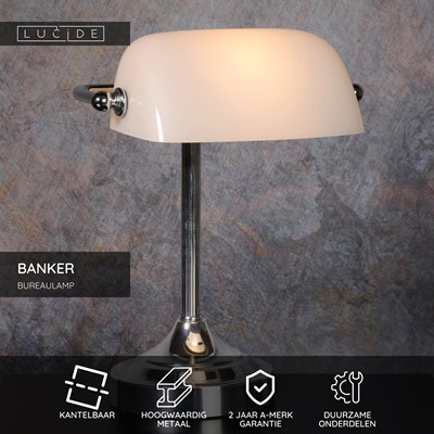 Lucide BANKER - Bureaulamp - 1xE14 - Chroom